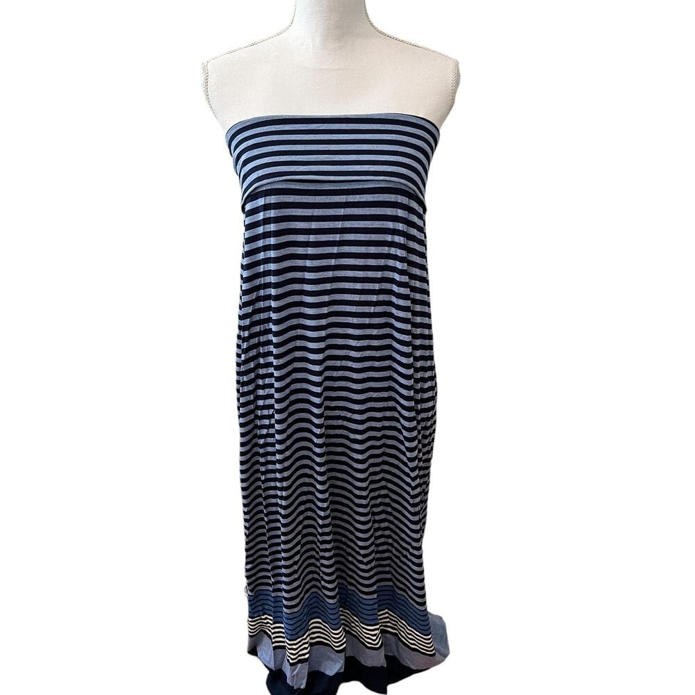 Max Studio Maxi Striped Blue Convertible Skirt Dress L